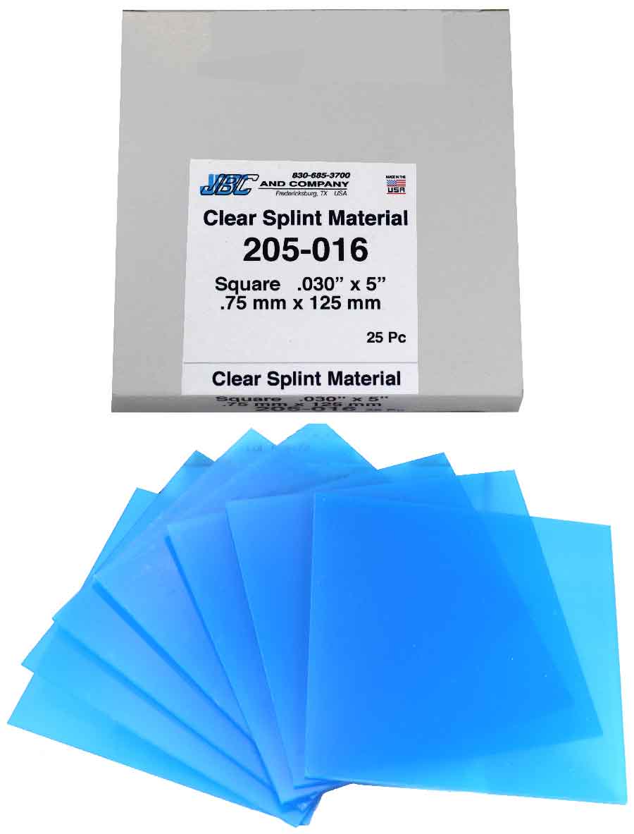 205-016: .030 x 5" SQUARE Clear Splint Material